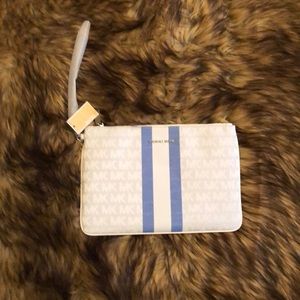michael michael kors large logo stripe zip pouch